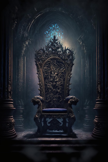 Tron królewski w pałacu Krzesło na środku wielkiej sali zamku