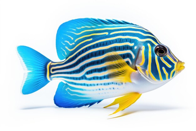 Tropical Delight Blue Striped Fish na białej lub przezroczystej powierzchni PNG Przezroczyste tło