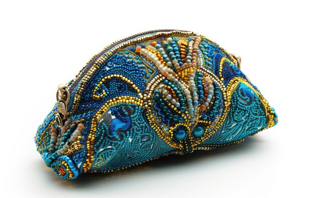 Tropical Elegance Beaded Satin Evening Bag