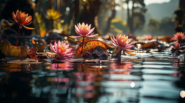 Tropical Serenity Vintage Water Lily Oasis