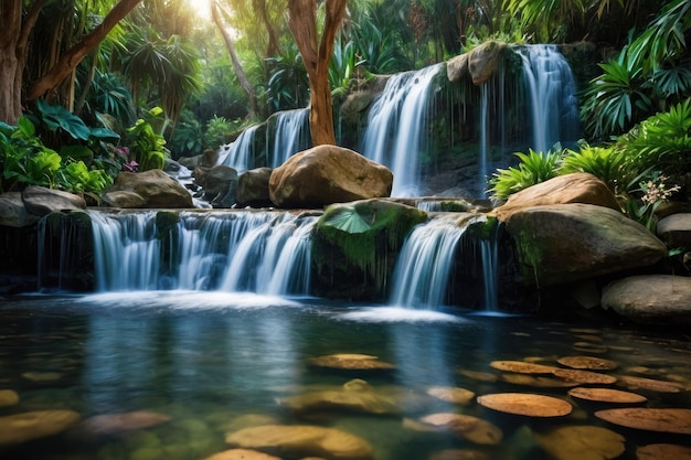 Tropical Waterfall Serenity