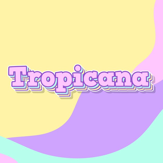 Zdjęcie tropicana typografia 3d projekt słodki tekst słowo fajne zdjęcie tła jpg