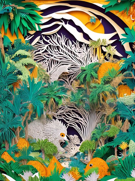 Tropikalna dżungla Kodachrome kokosy koktajle papierowe wolumetryczne