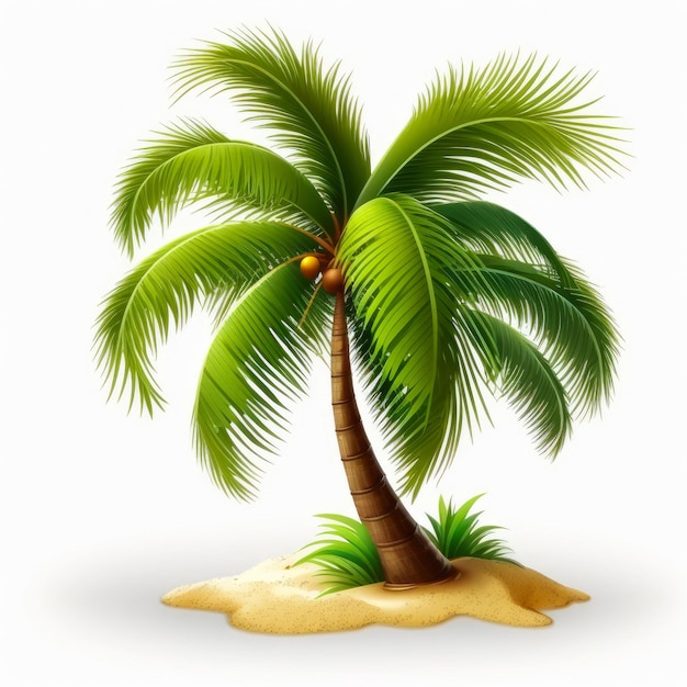 Tropikalna palma na białym tle Generative AI