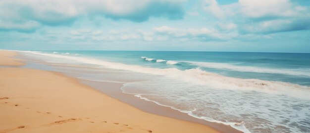 Tropikalna plaża z niebieskim niebem i białymi chmurami abstrakcyjna tekstura tła