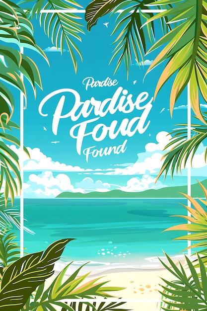 Tropikalna pocztówka plażowa z palmą na granicy Paradise Fo Ilustracja dekoracyjna