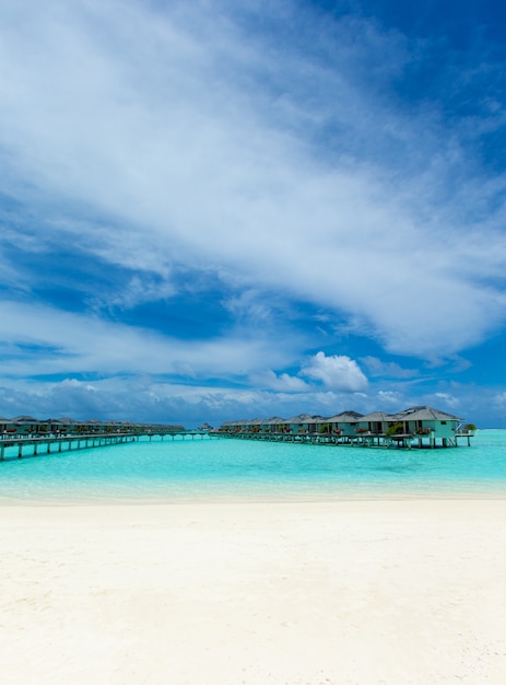 Tropikalna Wyspa Malediwy Z Białą Piaszczystą Plażą I Morzem