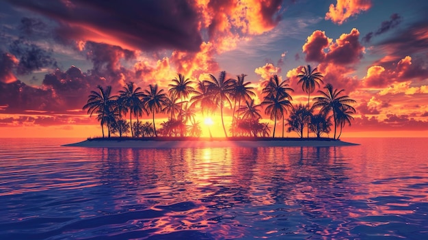 tropikalna wyspa z dziewiczymi plażami i bujnymi palmami