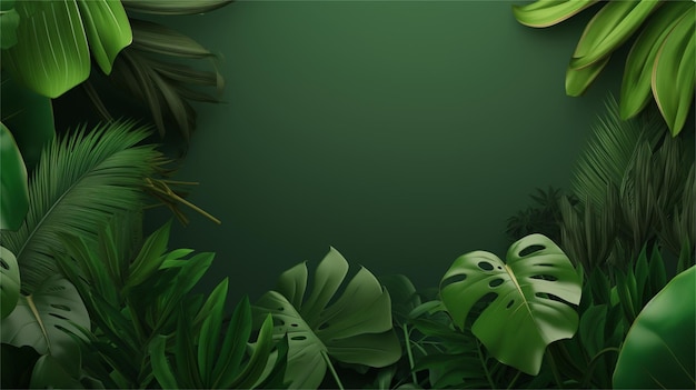 Tropikalne liście i rośliny tło 3d ilustracja renderowania