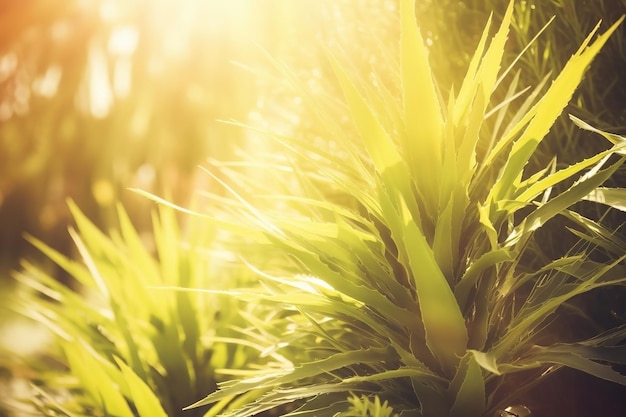 Tropikalne liście palmowe zbliżenie letnie tło Ai generowane