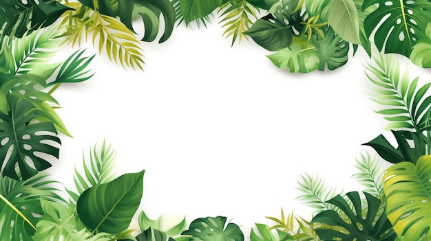 Tropikalne liście ramki na białym tle