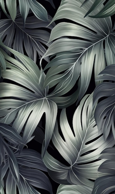Zdjęcie tropikalne liście rysują ilustracyjną tapetę