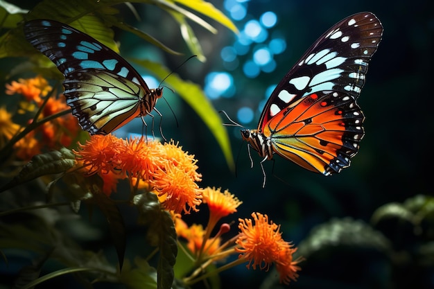 Tropikalne motyle popijające nektar w dżungli