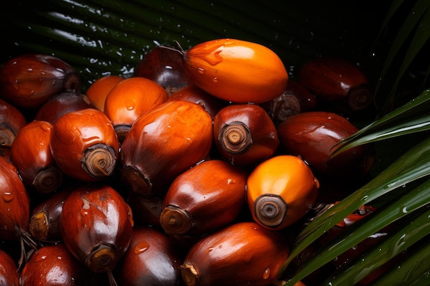 Zdjęcie tropikalne nasiona palmy olejowej tło jądra generuj ai