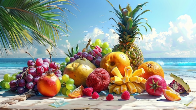 Zdjęcie tropikalne owoce na plaży