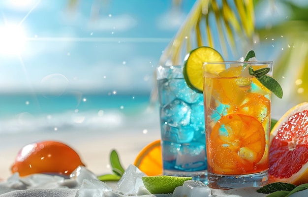 Tropikalne soki na plaży latem