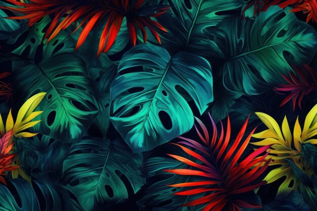 Tropikalne tło Ilustracja AI GenerativexA