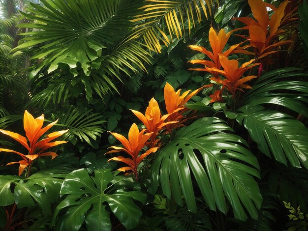 Tropikalne tło liściaste