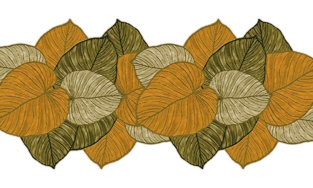 Tropikalny brązowy kolor pozostawia ręcznie rysowane wzór streszczenie wiosna natura tapety tło