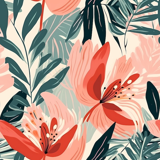 tropikalny druk roślinny nowoczesny botaniczny abstrakcyjny obraz