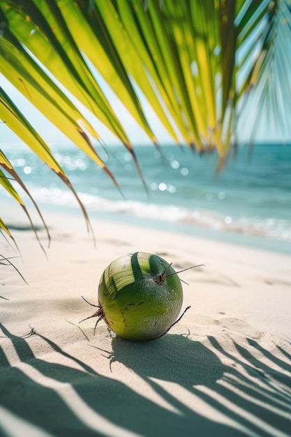 Tropikalny koktajl z soku kokosowego z słomą do picia Generatywna sztuczna inteligencja