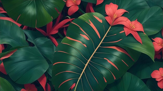 Tropikalny kwiatowy bezszwowy wzór tło tapeta