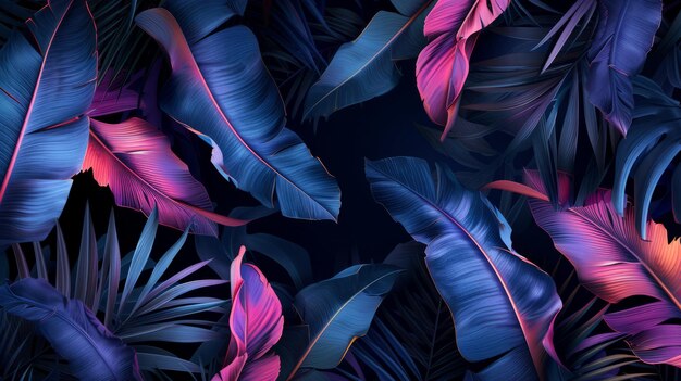 Tropikalny luksus egzotyczny bezszwowy wzór Pastel kolorowe liście bananowe palmowe Ręcznie narysowane vintage