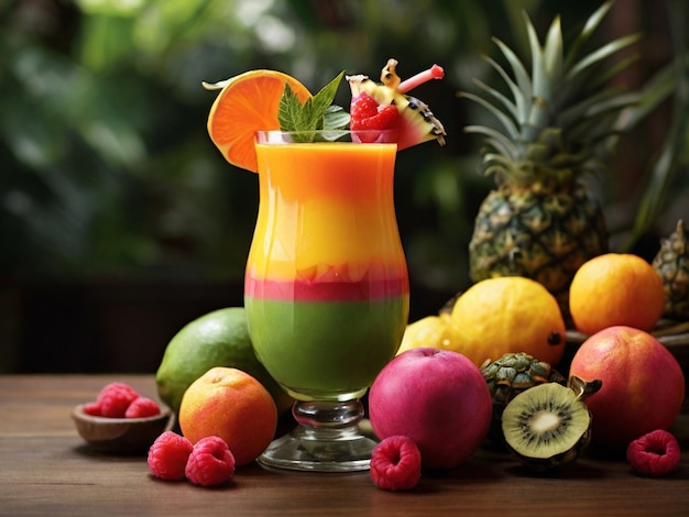 Tropikalny raj w szklanej egzotycznej letniej mieszance soków