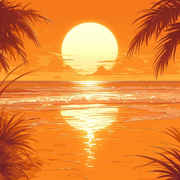 Zdjęcie tropikalny zachód słońca na plaży