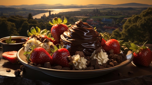 truskawki i czekolada pyszny elegancki deser