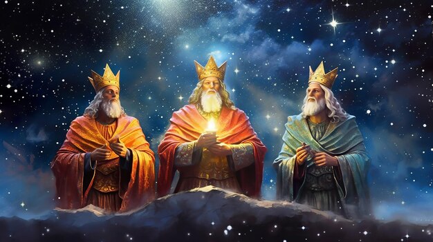 Zdjęcie trzech mędrców król wschodu uroczystość epifanii trzech mądrych ilustracja melchior caspar i balthasar