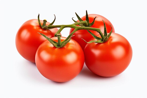 trzy czerwone pomidory na białym tle