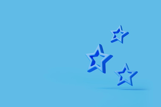 Trzy gwiazdy na niebieskim tle Rating review Premium rank Customer feedback 3D render