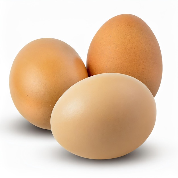 Trzy jajka kurczaka odizolowane na białym tle