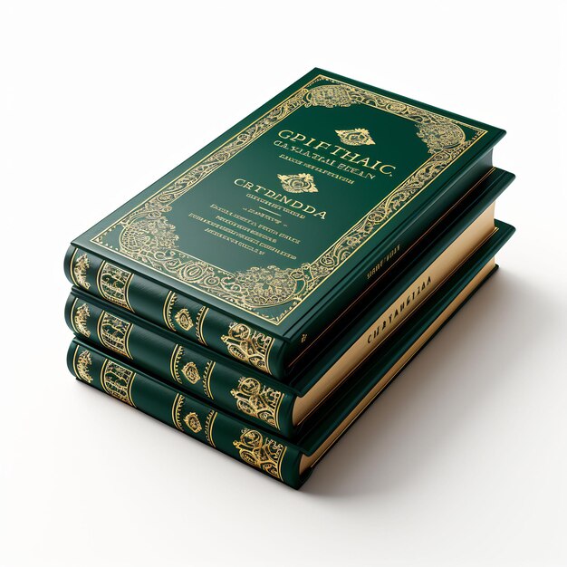 Trzy książki są ułożone jedna na drugiej, jedna z nich jest zielona.