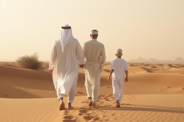 Trzy pokolenia na safari na pustyni w Dubaju