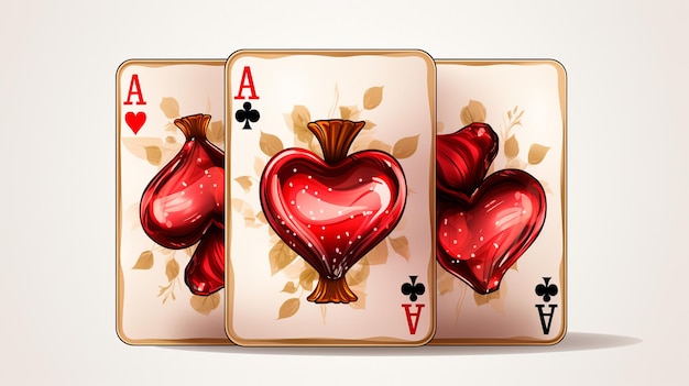 trzy serca z kart do gry