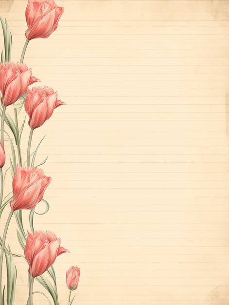 Tulip papier piękny starożytny Vintage stara strona scrapbooking śmieci dziennik tło z kopią