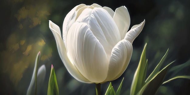 Tulipan ogrodowy biały i kwitnący