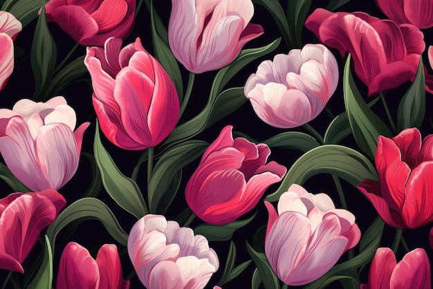 Tulipany bezszwone wzory Generatywna sztuczna inteligencja