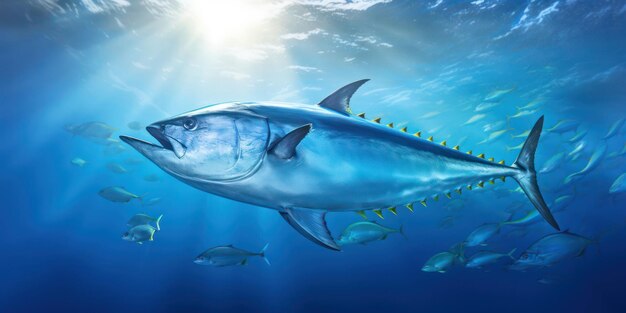 Tuńczyk w niekończącym się błękitnym oceanie