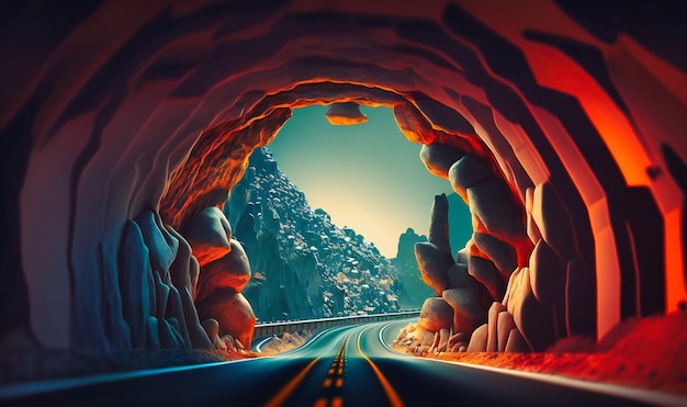 Tunel biegnący pod górą lub przez miasto