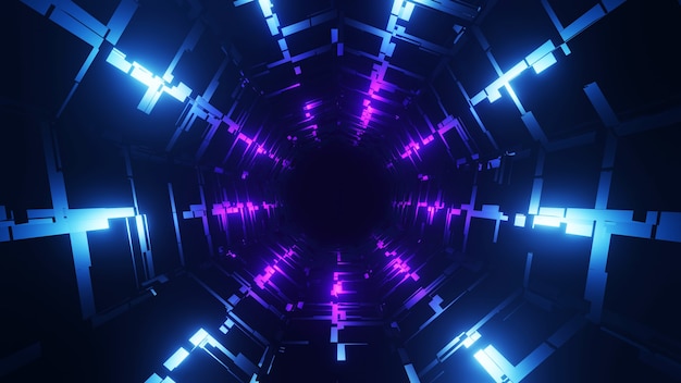 Tunel Korytarz Pusty Studio Tło Czarne światło Blask Cementu Renderowania 3d