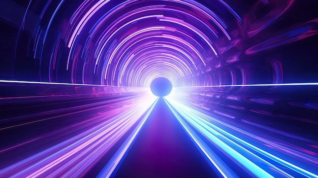 Tunel świetlny neonowy abstrakcyjny tło neonowe generacja sztucznej inteligencji