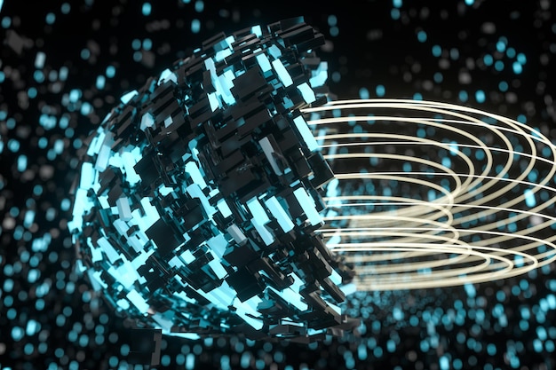 Tunel wykonany z bloków technologii tła renderowania 3d