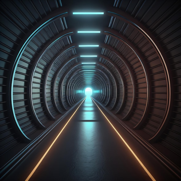 Zdjęcie tunel z niebieskim światłem