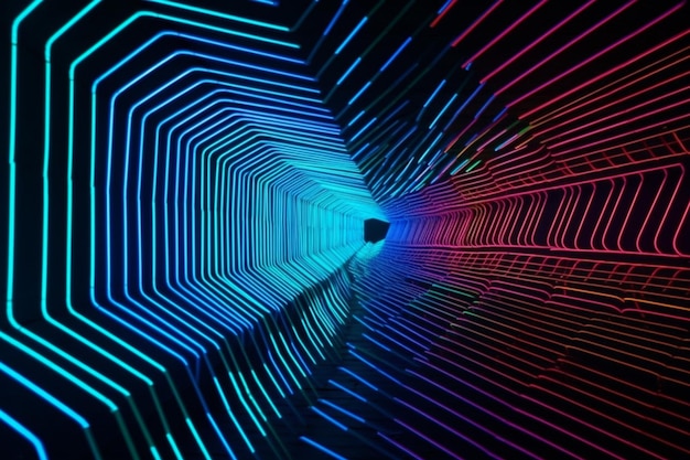 Tunel z niebieskimi i czerwonymi światłami