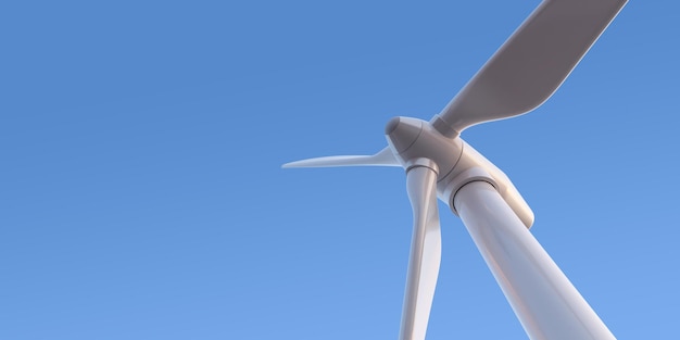 Zdjęcie turbina wiatrowa na tle błękitnego nieba renderowanie 3d