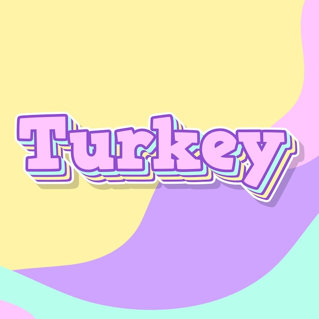 Zdjęcie turcja typografia 3d projekt słodki tekst słowo fajne zdjęcie tła jpg