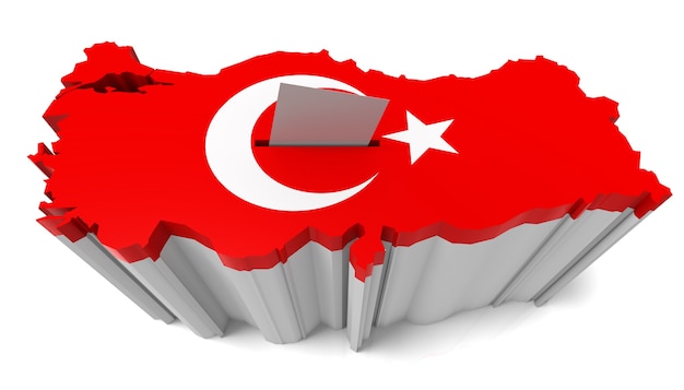 Turecka Urna Wyborcza Mapa Z Turecką Flagą Na Białym Tle